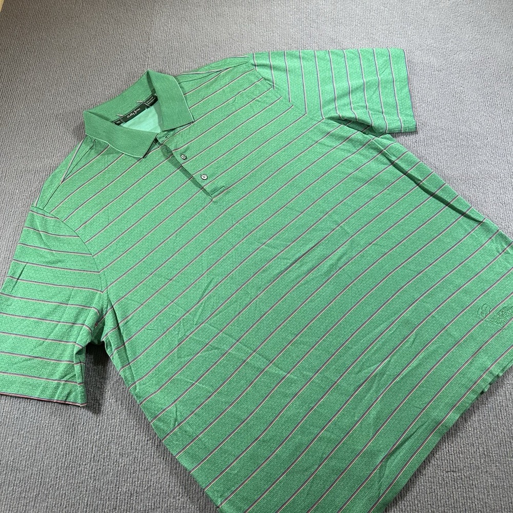 Bobby Jones Mens Polo Shirt Green‎ 2XL Stripe Cotton Valero Benefit Embroidered
